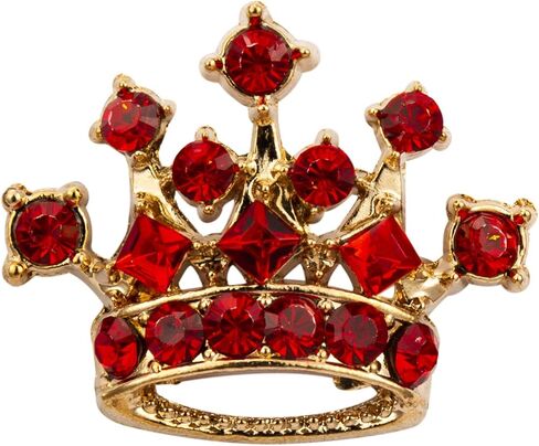 Knighthood Golden Crown with Red Stone Detailing Lapel Pin Brooch Shirt Stud for Men Crystal Brooch in Saudi Arabia
