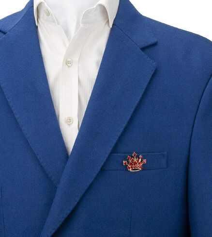 Knighthood Golden Crown with Red Stone Detailing Lapel Pin Brooch Shirt Stud for Men Crystal Brooch in Saudi Arabia