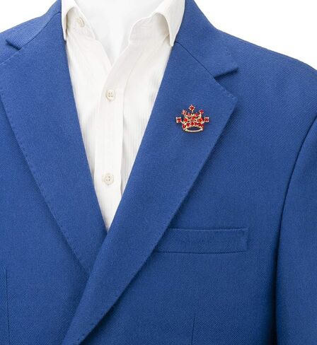 Knighthood Golden Crown with Red Stone Detailing Lapel Pin Brooch Shirt Stud for Men Crystal Brooch in Saudi Arabia