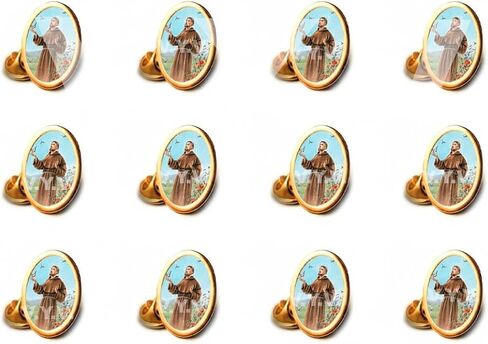 San Francis of Assisi Lapel Pin – Gold Tone | 0.75" Catholic Religious Pin | Saint of Peace, Nature & Humility in Saudi Arabia