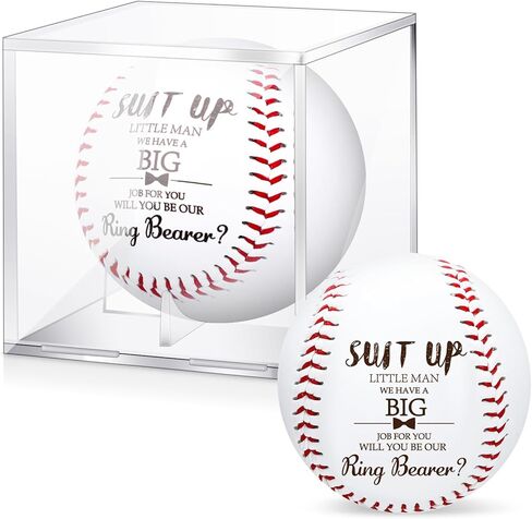 2 Pcs Ring Bearer Baseball Gift Will You Be Our Ring Bearer Proposal Gifts Baseball with Display Case Wedding Request Present for Wedding Day Party Favor in Saudi Arabia