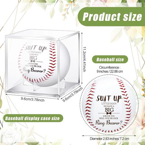 2 Pcs Ring Bearer Baseball Gift Will You Be Our Ring Bearer Proposal Gifts Baseball with Display Case Wedding Request Present for Wedding Day Party Favor in Saudi Arabia