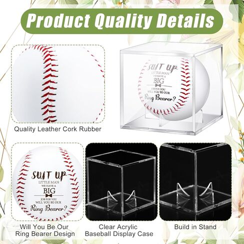 2 Pcs Ring Bearer Baseball Gift Will You Be Our Ring Bearer Proposal Gifts Baseball with Display Case Wedding Request Present for Wedding Day Party Favor in Saudi Arabia
