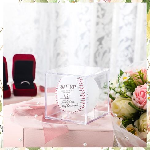 2 Pcs Ring Bearer Baseball Gift Will You Be Our Ring Bearer Proposal Gifts Baseball with Display Case Wedding Request Present for Wedding Day Party Favor in Saudi Arabia