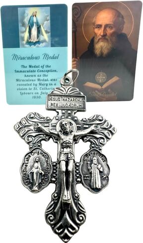 قلادة Westmon Works Pardon Crucifix الإيطالية المعدنية مقاس 2 بوصة مع بطاقة مقدسة مغلفة مصنوعة في الولايات المتحدة الأمريكية in Saudi Arabia