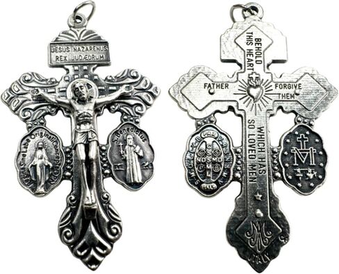 قلادة Westmon Works Pardon Crucifix الإيطالية المعدنية مقاس 2 بوصة مع بطاقة مقدسة مغلفة مصنوعة في الولايات المتحدة الأمريكية in Saudi Arabia