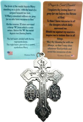 قلادة Westmon Works Pardon Crucifix الإيطالية المعدنية مقاس 2 بوصة مع بطاقة مقدسة مغلفة مصنوعة في الولايات المتحدة الأمريكية in Saudi Arabia