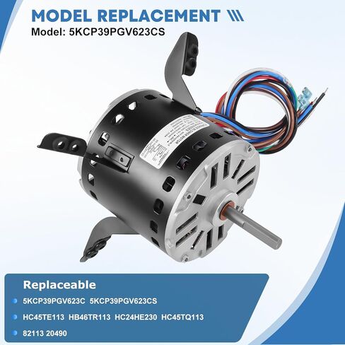 محرك مروحة منفاخ بديل 5KCP39PGV623CS 3/4HP 1075 دورة في الدقيقة 115 فولت 9.5 أمبير، متوافق مع فرن كاريير براينت باين ومحرك GE Genteq in Kuwait