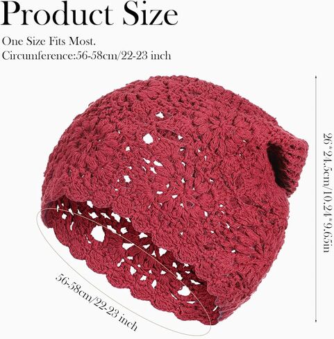 4 PCS Crochet Beanie for Women, Slouchy Beanies for Women Casual Handmade Crochet Hat Lightweight Hollow Design Knitted Hat Spring and Autumn Style One Size-4 Colors in Saudi Arabia