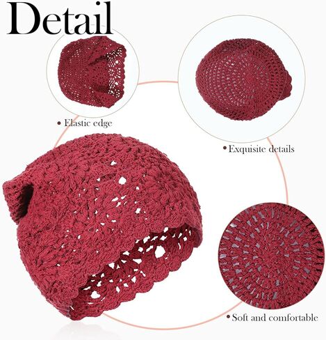 4 PCS Crochet Beanie for Women, Slouchy Beanies for Women Casual Handmade Crochet Hat Lightweight Hollow Design Knitted Hat Spring and Autumn Style One Size-4 Colors in Saudi Arabia