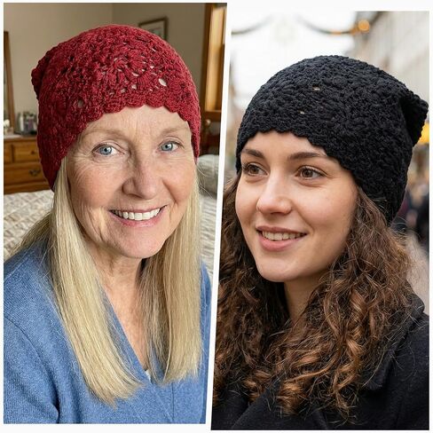 4 PCS Crochet Beanie for Women, Slouchy Beanies for Women Casual Handmade Crochet Hat Lightweight Hollow Design Knitted Hat Spring and Autumn Style One Size-4 Colors in Saudi Arabia