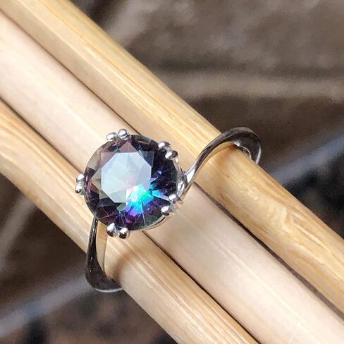 Beautiful 1ct Mystic Topaz 925 Solid Sterling Silver Engagement Ring Size 6, 7, 8, 9 in Saudi Arabia