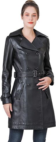 BGSD Women Ella Belted Lambskin Leather Trench Coat in Saudi Arabia