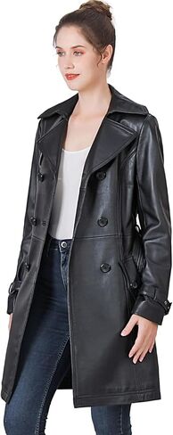 BGSD Women Ella Belted Lambskin Leather Trench Coat in Saudi Arabia