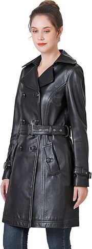 BGSD Women Ella Belted Lambskin Leather Trench Coat in Saudi Arabia