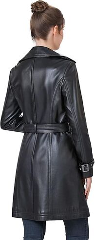 BGSD Women Ella Belted Lambskin Leather Trench Coat in Saudi Arabia