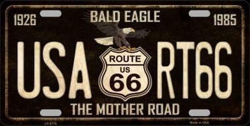 Bald Eagle Route 66 Novelty Metal License Plate Tag LP-8776 in Saudi Arabia