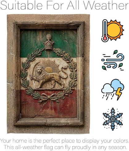 Lion and Sun Emblem Flag Tapestry Wall Hanging Decor Canvas Home Persia Pre-1979 Pahlavi Support Iranian Flags House Bandera de Iran Poster Protest Yard Sign Historical Persian Decoration Gift in Saudi Arabia