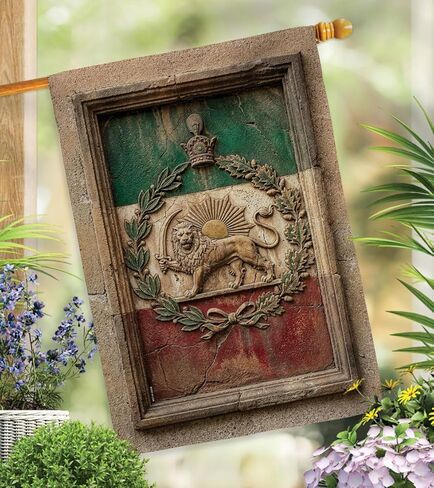 Lion and Sun Emblem Flag Tapestry Wall Hanging Decor Canvas Home Persia Pre-1979 Pahlavi Support Iranian Flags House Bandera de Iran Poster Protest Yard Sign Historical Persian Decoration Gift in Saudi Arabia