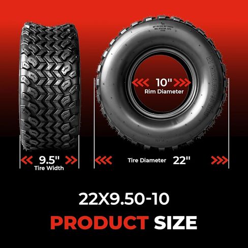 مجموعة من إطارات 22x9.5-10 ATV UTV، إطارات 22x9.5x10 لجميع التضاريس، مصنفة بـ 6 طبقات، بدون أنابيب in Kuwait