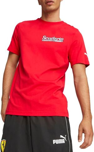 قميص PUMA رجالي Scuderia Ferrari Race Graphic ذو رقبة دائرية وأكمام قصيرة كاجوال - أحمر in Saudi Arabia