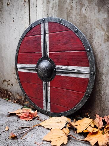 Troy Artefacts® 24 بوصة Valhalla درع الفايكنج الخشبي الأصلي من Battleworn Dane. أحمر in Saudi Arabia