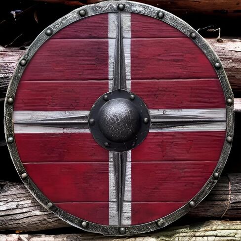Troy Artefacts® 24 بوصة Valhalla درع الفايكنج الخشبي الأصلي من Battleworn Dane. أحمر in Saudi Arabia