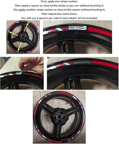 Red & White Type-R Wheel Decals for Motorcycle or Car - Rim Stickers - Full Graphics Kit in Saudi Arabia