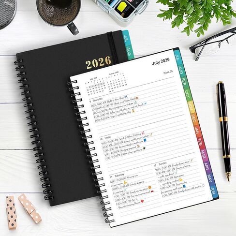 Planner 2026-2027: 2026-2027 Academic Planner Weekly and Monthly, Jul. 2026 - Jun. 2027, 5.5" x 8.2", Calendar Planner with Monthly Tabs, Flexible Cover, Thick Paper, Inner Pocket for School Office Supplies(Black) in Saudi Arabia