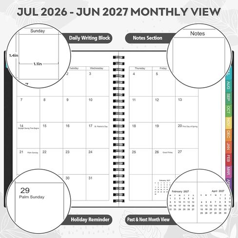 Planner 2026-2027: 2026-2027 Academic Planner Weekly and Monthly, Jul. 2026 - Jun. 2027, 5.5" x 8.2", Calendar Planner with Monthly Tabs, Flexible Cover, Thick Paper, Inner Pocket for School Office Supplies(Black) in Saudi Arabia