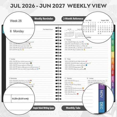 Planner 2026-2027: 2026-2027 Academic Planner Weekly and Monthly, Jul. 2026 - Jun. 2027, 5.5" x 8.2", Calendar Planner with Monthly Tabs, Flexible Cover, Thick Paper, Inner Pocket for School Office Supplies(Black) in Saudi Arabia
