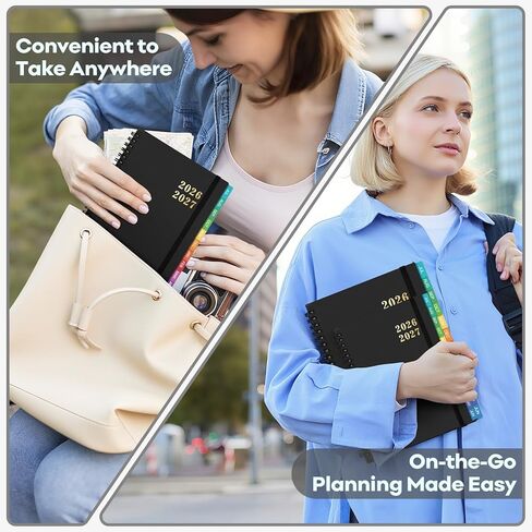 Planner 2026-2027: 2026-2027 Academic Planner Weekly and Monthly, Jul. 2026 - Jun. 2027, 5.5" x 8.2", Calendar Planner with Monthly Tabs, Flexible Cover, Thick Paper, Inner Pocket for School Office Supplies(Black) in Saudi Arabia