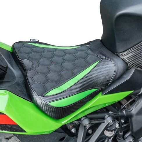 مقعد مريح لراكبي الدراجات النارية مناسب للنينجا ZX-4R ZX-4RR 2023 2024 2025 2026، سرج جلدي أمامي وخلفي وسادة خلفية منفردة، قرص العسل الأسود in Kuwait