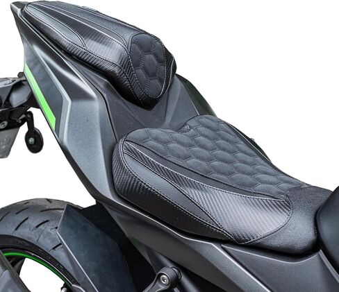 مقعد مريح لراكبي الدراجات النارية مناسب للنينجا ZX-4R ZX-4RR 2023 2024 2025 2026، سرج جلدي أمامي وخلفي وسادة خلفية منفردة، قرص العسل الأسود in Kuwait