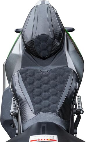 مقعد مريح لراكبي الدراجات النارية مناسب للنينجا ZX-4R ZX-4RR 2023 2024 2025 2026، سرج جلدي أمامي وخلفي وسادة خلفية منفردة، قرص العسل الأسود in Kuwait