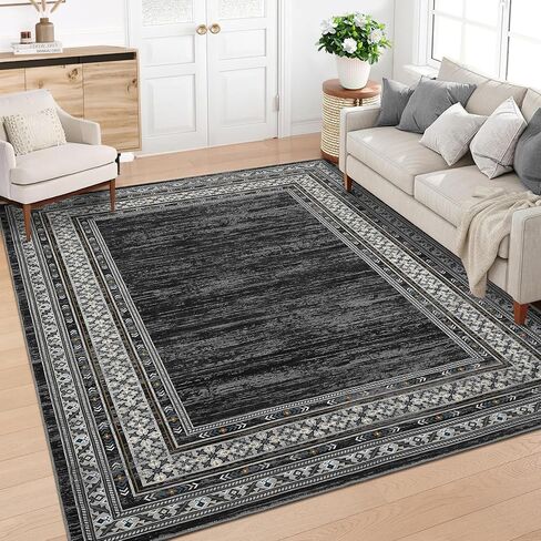 COZYLOOM Runner Rugs Non Slip, Hallway Rug 2x6 Washable Modern Geometric Border Accent Rug Stain-Resistant Floor Cover Mats for Living Room Bathroom Entryway ‎Laundry Room Kitchen, Red Brown in Saudi Arabia