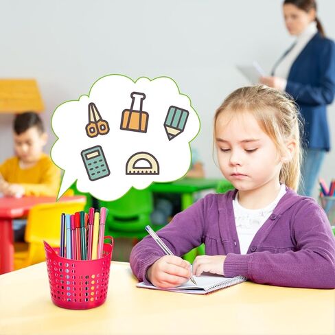 32 قطعة من أكواب أقلام الرصاص، سلة مكتب منظم لأقلام الرصاص، حاويات بلاستيكية مستديرة، منظم أقلام تلوين لطيف، علبة قرطاسية للمكتب والمدرسة واللوازم المنزلية in Kuwait