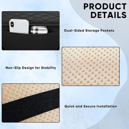 Car Center Console Cover, Leather Vehicle Armrest Cushion with 2 Storage Bags, Automotive Interior Arm Rest Seat Protection Box Pad Accessories, Universal for SUV, Sedan, Truck (Black) in Kuwait