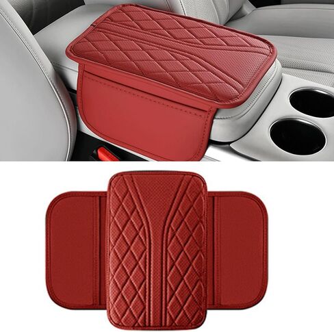 Car Center Console Cover, Leather Vehicle Armrest Cushion with 2 Storage Bags, Automotive Interior Arm Rest Seat Protection Box Pad Accessories, Universal for SUV, Sedan, Truck (Black) in Kuwait