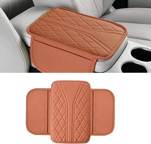 Car Center Console Cover, Leather Vehicle Armrest Cushion with 2 Storage Bags, Automotive Interior Arm Rest Seat Protection Box Pad Accessories, Universal for SUV, Sedan, Truck (Black) in Kuwait