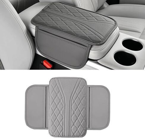 Car Center Console Cover, Leather Vehicle Armrest Cushion with 2 Storage Bags, Automotive Interior Arm Rest Seat Protection Box Pad Accessories, Universal for SUV, Sedan, Truck (Black) in Kuwait