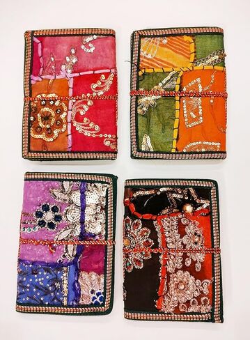 Rastogi Handicrafts Any One متنوعة ساري النسيج المرقعة ملزمة مجلة ملونة 6X4 بوصة كتابة المفكرة (حزمة من واحد) هدية عيد ميلاد لمذكراتها التجارية للجنسين in Saudi Arabia