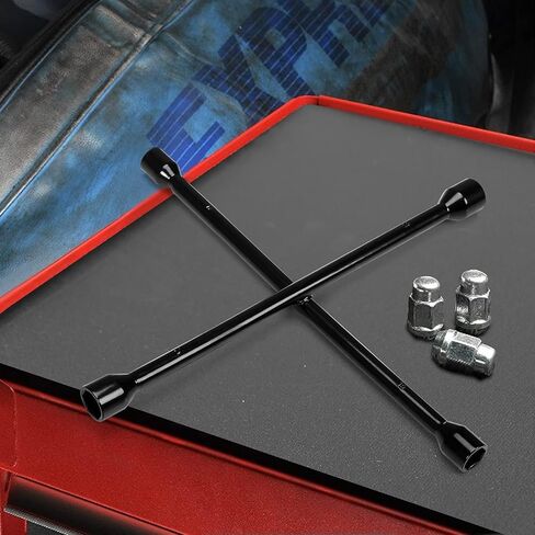 BIG RED ATRX31101-14F 14" Heavy-Duty Cross Lug Wrench | 11/16", 3/4", 13/16", 7/8" | SAE & Metric Lug Nut Remover/Installer for Tire Changing, Black in Saudi Arabia