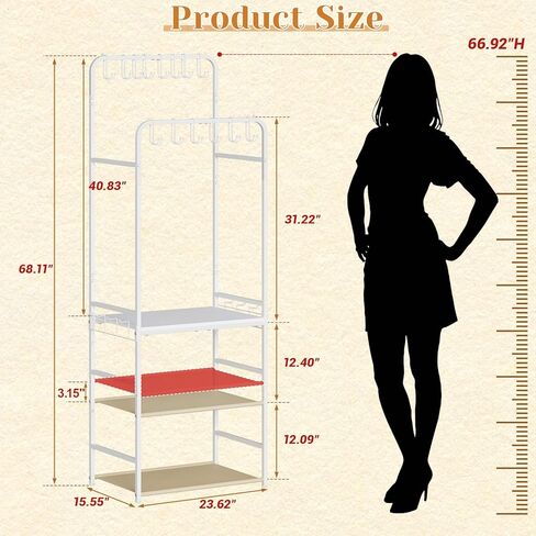 Large Tall Purse Organizer for Closet with 14 Purse Hanger, Double Rods Purse Rack Stand with 8 Side Hooks, 5-Tier Handbag Organizer Shelf, Space-Saving Purse Storage Organizer for Small Place in Kuwait
