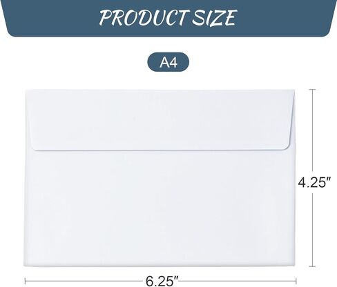 مظاريف دعوة مقاس A4، مقاس 4.25 × 6.25 بوصة، ذاتية الغلق، بيضاء، عدد 250 in Kuwait