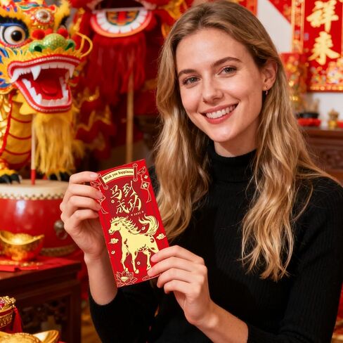 36 قطعة من المظاريف الحمراء الصينية لعام 2026، مظاريف حمراء لرأس السنة الجديدة للحصان، مظاريف السنة القمرية الجديدة من أجل حسن الحظ في حفلة مهرجان الربيع in Kuwait