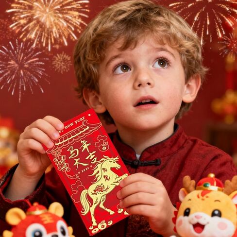 36 قطعة من المظاريف الحمراء الصينية لعام 2026، مظاريف حمراء لرأس السنة الجديدة للحصان، مظاريف السنة القمرية الجديدة من أجل حسن الحظ في حفلة مهرجان الربيع in Kuwait