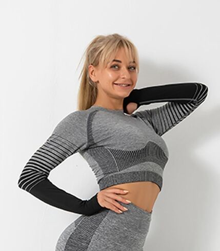Women’s Long Sleeve Crop Top Slim Fit Activewear Shirt for Gym and Casual Wear in Saudi Arabia