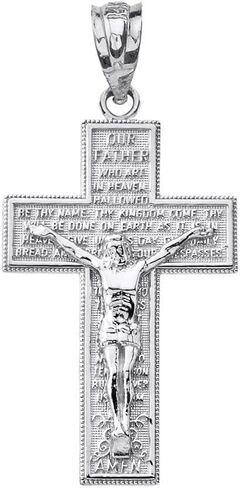 Religious Jewelry 925 Sterling Silver Catholic Cross Crucifix with Lord's Prayer Pendant in Saudi Arabia
