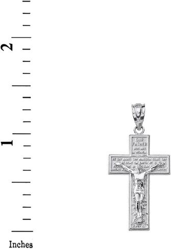 Religious Jewelry 925 Sterling Silver Catholic Cross Crucifix with Lord's Prayer Pendant in Saudi Arabia